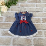 オーダー☆チェリー🍒刺繍デニムのワンピース☆赤