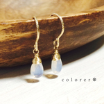 14kgf*ブルームーンクォーツひと粒ピアス