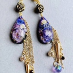 ドライフラワー レジン パープル 派手 かっこ可愛い ピアス イヤリング