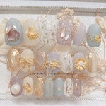 SALE!現品ネイルチップ NO.221013(1)＊２０本セット【ラウンドショート】ニュアンス　ブライダル お呼ばれ　和装　卒業式　入学式