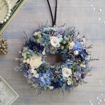 Petite Couronne＜bleu france＞＊クリスマス＊秋＊冬＊リース＊ミニリース ＊ウィンターリース＊プリザーブドフラワー＊お花＊ギフト＊結婚祝い＊お誕生日祝い