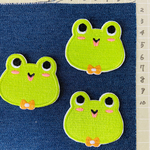 3枚入り　カエル刺繍アイロンワッペン
