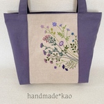 花の手刺繍＊トートバッグ