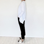 サイドドレープロンT（長袖Tシャツ）ホワイト