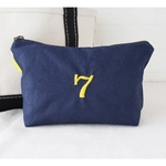 数字刺繍ポーチ【7】ネイビー