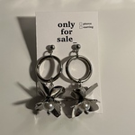 pearl×silver メタルフラワー　ピアス/イヤリング