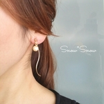 【再販※41】S lineワイヤー×matpearlのノンホールピアス