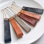 牛革＊名入れキーホルダー＊誕生石チャーム＊シンプル