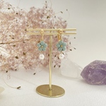 一粒のお花とスワロフスキーパールのピアス*･パープル