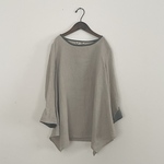 即発送可能　リネン　トップス　スクエア型オーバーブラウス　生成り×カーキ