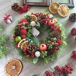 12＊　クリスマスリース　クリスマス飾り　クリスマスドアリース　クリスマスプレゼント　アップル　木の実＊*