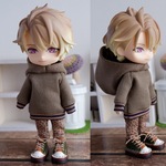 ポンチ茶　パーカーとパンツのセット　（ねんどろいどどーるオビツ11ボディ共有サイズ）