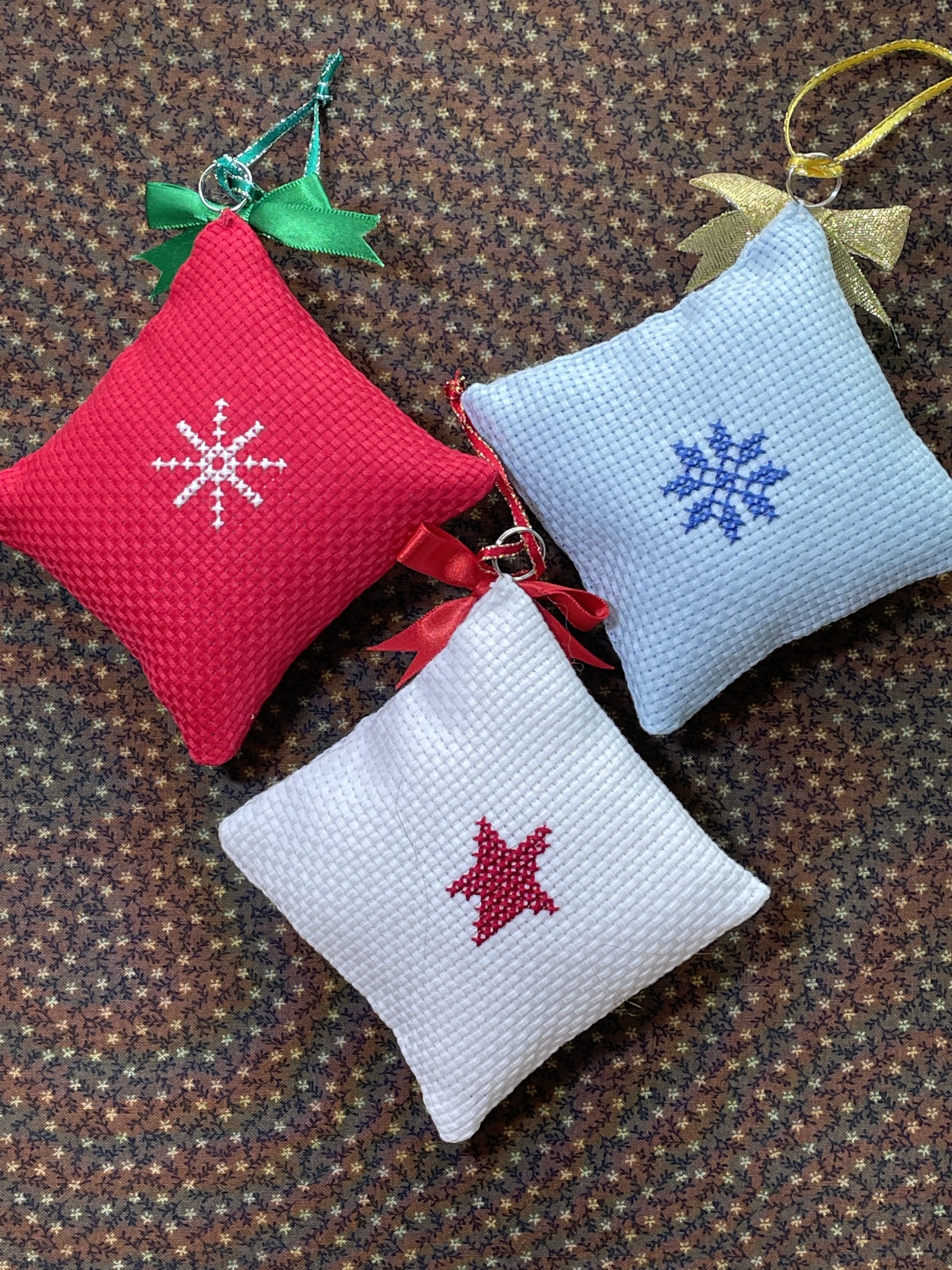 3個セット）クリスマスオーナメント 刺繍オーナメント