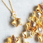 秋の新作【限定数】星に願いを☆　シトリン　スターカット　14KGFネックレス40cm 