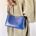 【オーダー専用ページ】サコッシュ　ショルダーバッグ　カシメだけの縫わないバッグ　ネイビーブルー