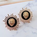トゲトゲ ブラック×ゴールドのライオンピアス