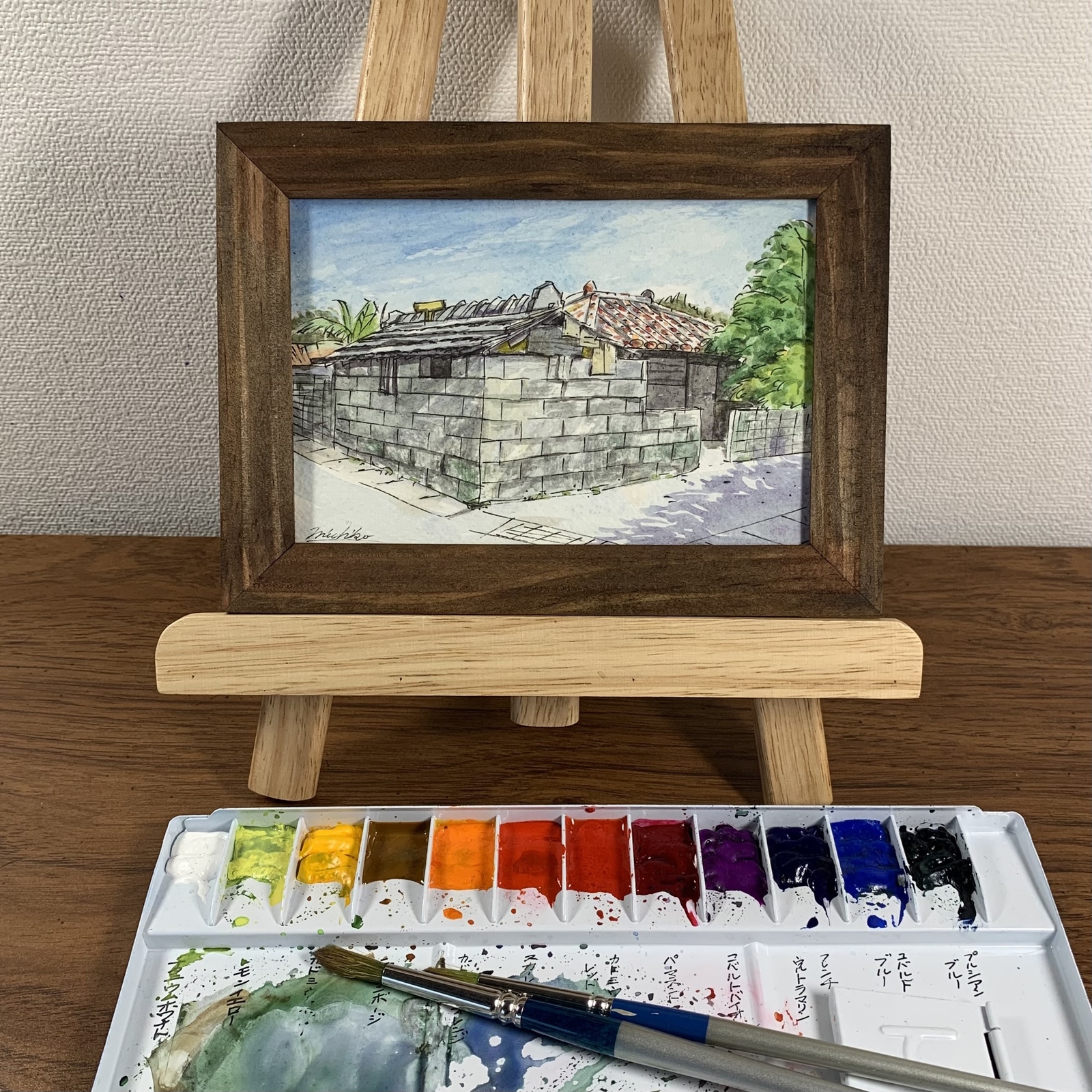 原画】沖縄風景水彩画｢中城村の赤瓦古民家｣ - 沖縄風景画_城間