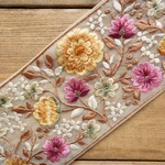 【40㎝×3本  計120㎝】幅広　チュール　刺繍リボン   【ベージュ×イエロー】