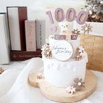 ゲスト様　専用　お花とくまさんの秋冬クレイケーキ☆1歳誕生日ケーキ　誕生日ケーキ　記念日　自宅撮影　1歳以外でも承ってます♪