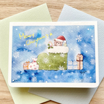 🎄透明水彩画 2枚セット「くまちゃんのクリスマス」北欧イラスト　クマ　ミニクリスマスカード　クリスマス　クリスマスギフト　バースデーカード　クリスマスカード　冬　雪🎄