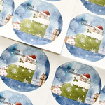 🎄透明水彩画「クリスマス北欧水彩イラストシール」48枚  丸シール クリスマスブーツ　ラッピング　クリスマスシール　クマ　くま　雪　冬　クリスマスプレゼント　クリスマス