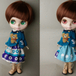 ★ターコイズブルー・北欧の花壇＆ギンガムチェック★くま太郎・ブライス洋服