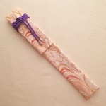 西陣金襴篠笛2本用笛袋(流水に桜/ピンク 濃紫)