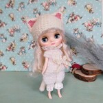 ミディブライスアウトフィット◆猫にゃんロンパースと猫耳帽子