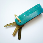 COMPACT RING KEY CASE  [ エメラルド 星空 ] パティーヌレザーキーケース 夜空