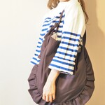 【撮影使用特価】Anone『sleep』 日本製リネンキャンバス ビッグフリル2wayバッグ / ブラウン