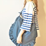 【撮影使用特価】Anone『sleep』 日本製リネンキャンバス ビッグフリル2wayバッグ / グリーン
