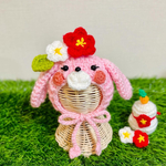 🐰垂れ耳うさぎ ニット帽 お顔付き 