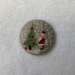 リネン生地刺繍ブローチ