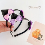 【カチューシャ 】キッズ 猫耳 ネコミミ 黒猫 リボン 幼稚園 小学生　女の子 ハロウィン パーティー 仮装 