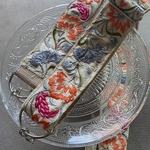 インド刺繍スマホ携帯ショルダー●ベージュオレンジ