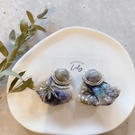 再販◆受注製作◆silver×blue インド刺繍ピアス／イヤリング
