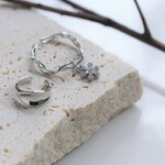 2Way＊風の流れとスノーフレークのイヤーカフと変形イヤーカフのセット＊リングとしても