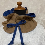 藍と柿渋のフリルマフラー