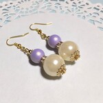 マットビーズ×大粒パールのピアス
