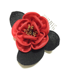 【再販1】【つまみ細工】花札牡丹コーム