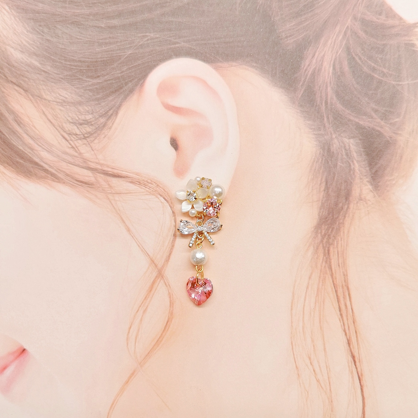 Princess♡スワロフスキービジューハート》ピアス/イヤリング