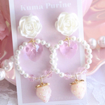 お姫様のいちごピアス🍓🎀イヤリング アイボリー