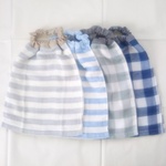 【TA2-67‐4S】二重パイルガーゼタオルエプロン＊細ボーダー（GR・S）･ ブロックチェック（GR・N）＊4枚set【入園入学】