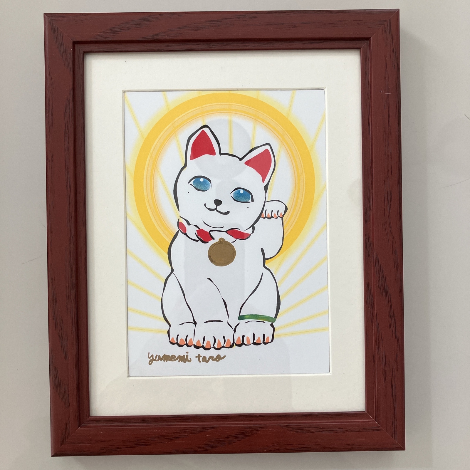 ♡手描き♡水墨画♡額付き♡ 親子の犬 （水墨画年賀状 犬を描く
