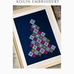Kogin Nordic Tree【紺布×カラフル3色糸】キット●【材料のみ(図案なし)】or【材料＋図案】