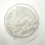 【8mm 100個】ホワイト　シャボン玉みたいなアクリルビーズ 　虹色　AB　オーロラ