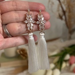 ブライダル　結婚式　ウェディング　タッセル　大ぶりピアス　cz ジルコニア　ピアス　イヤリング　フォーマル