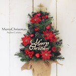 【早割】壁掛けクリスマスツリー＜アーティフィシャルフラワー＞ポインセチア レッド クリスマス