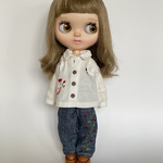 blythe outfit 鳥さん刺繍ブラウス&パンツ