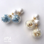 Real  Flower Glass Dome ピアス